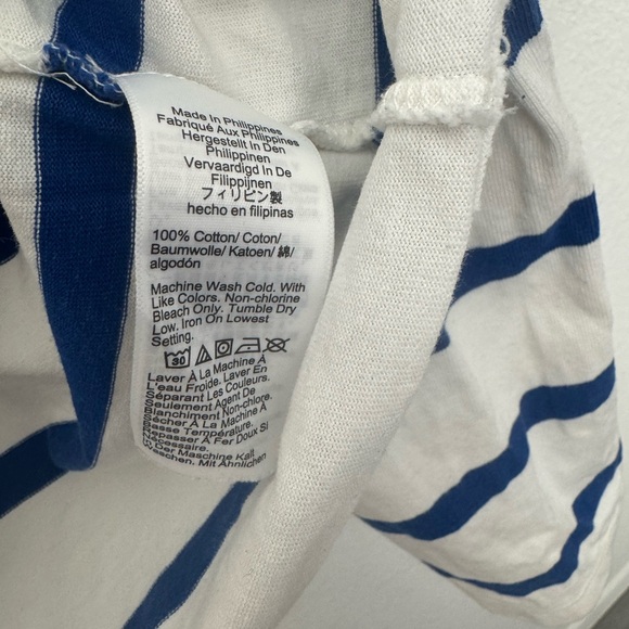 JCREW Cropped Fit Cotton Blue Striped Long Sleeve Top Nautical Preppy Small - Picture 5 of 6